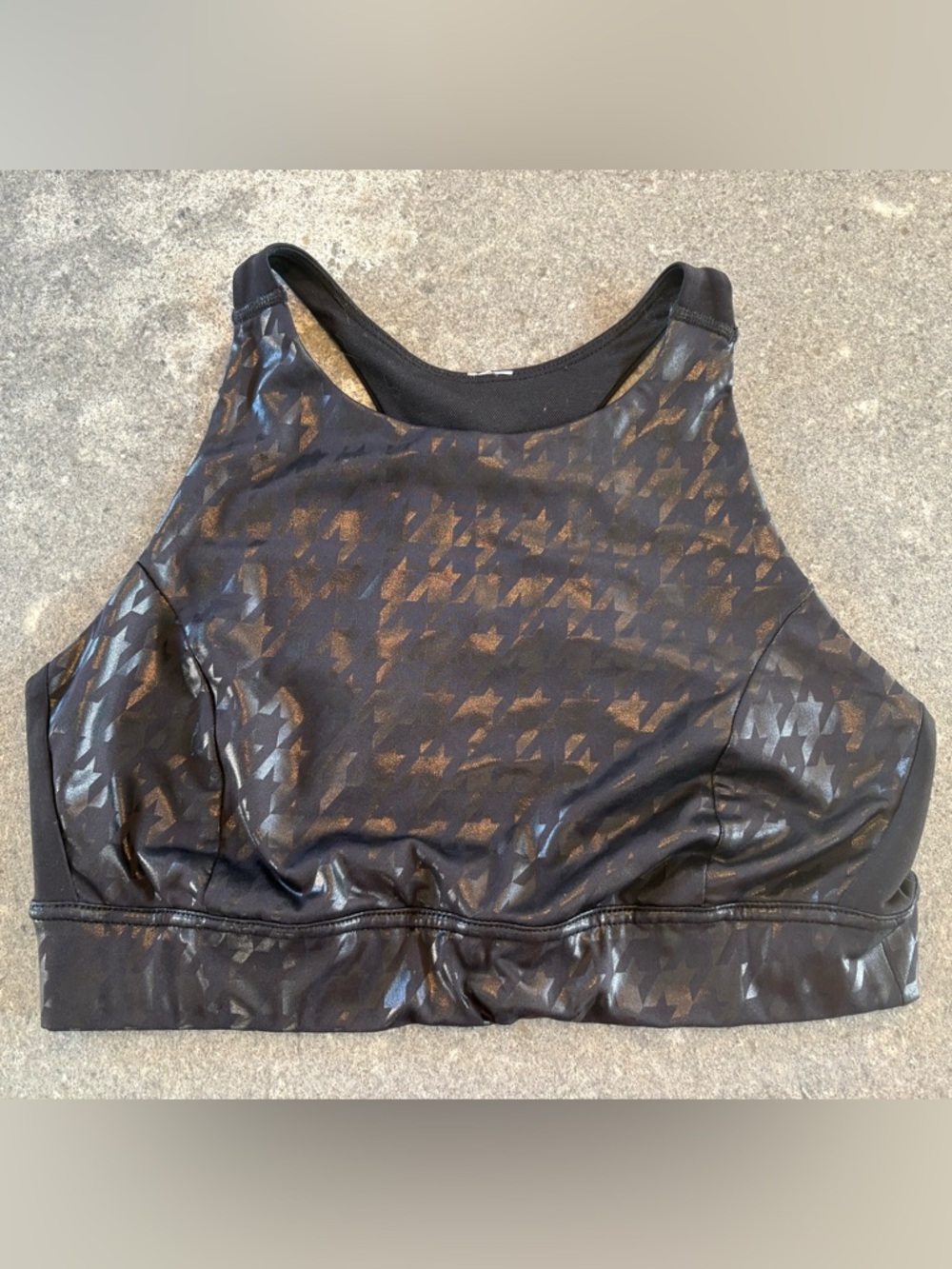 Fabletics Two Tone Black  Houndstooth Sports Bra